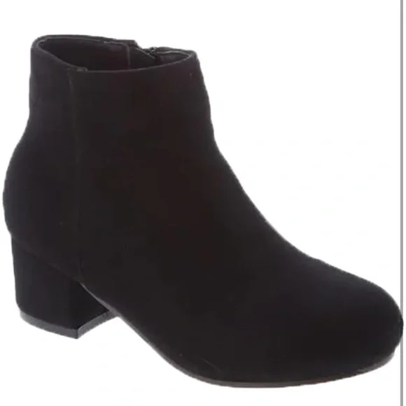 Kids Black Faux Suede Ankle Boots - Picture 3 of 3